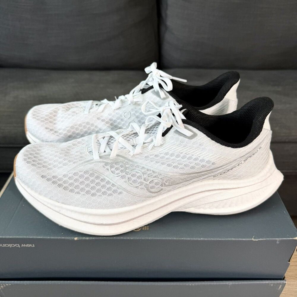 Saucony Endorphin Speed 5 White Gum Silver Running Shoes Men's Size 14